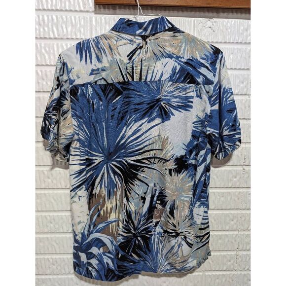 Cubavera Men's Blue Palm Frond Spring Rayon Short Sleeve Button Up Shirt Small - Picture 3 of 4